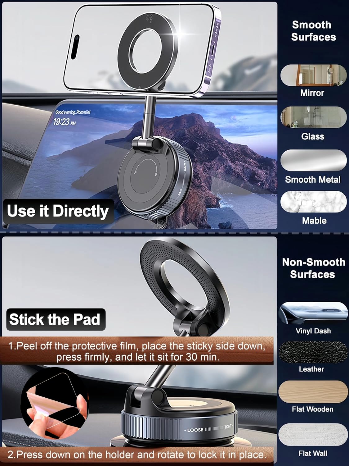 Vacuum Magnetic Phone Holder Foldable Design 360°