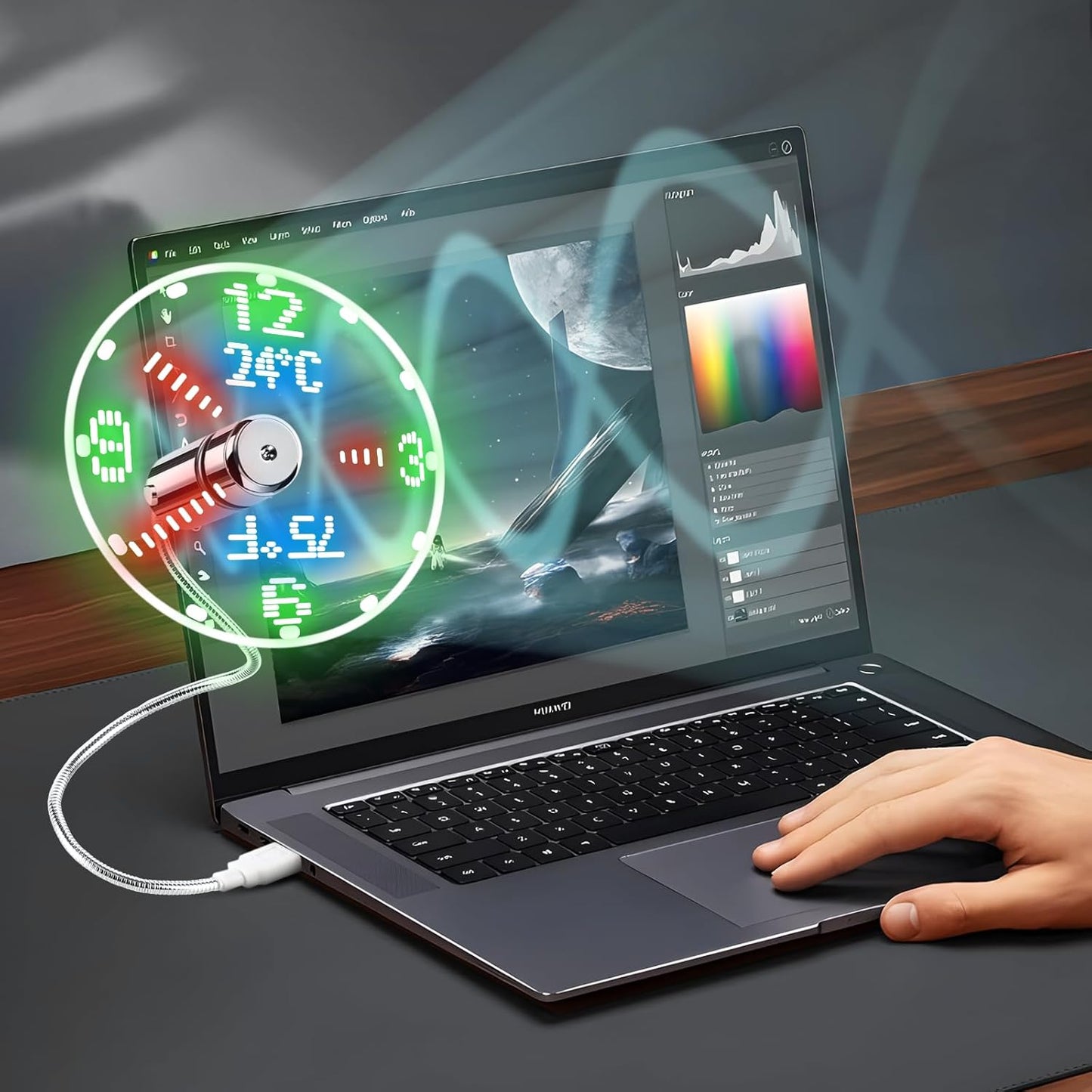 USB LED Fan with Programmable CD Customized Message