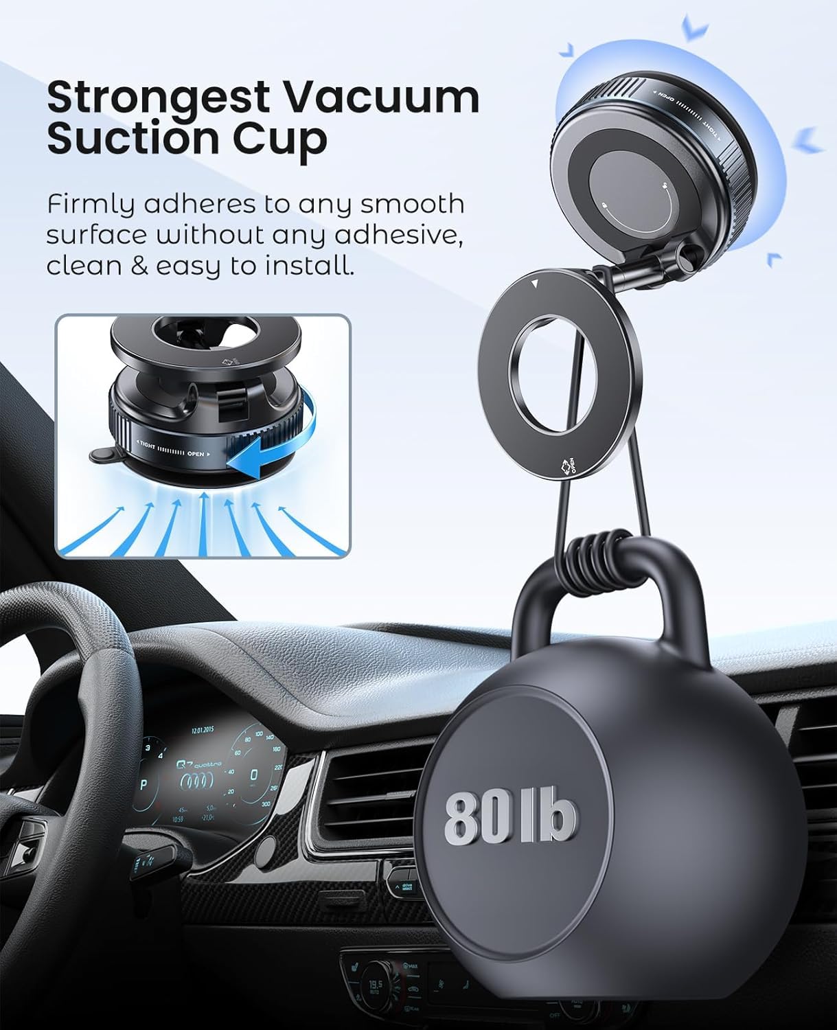 Vacuum Magnetic Phone Holder Foldable Design 360°