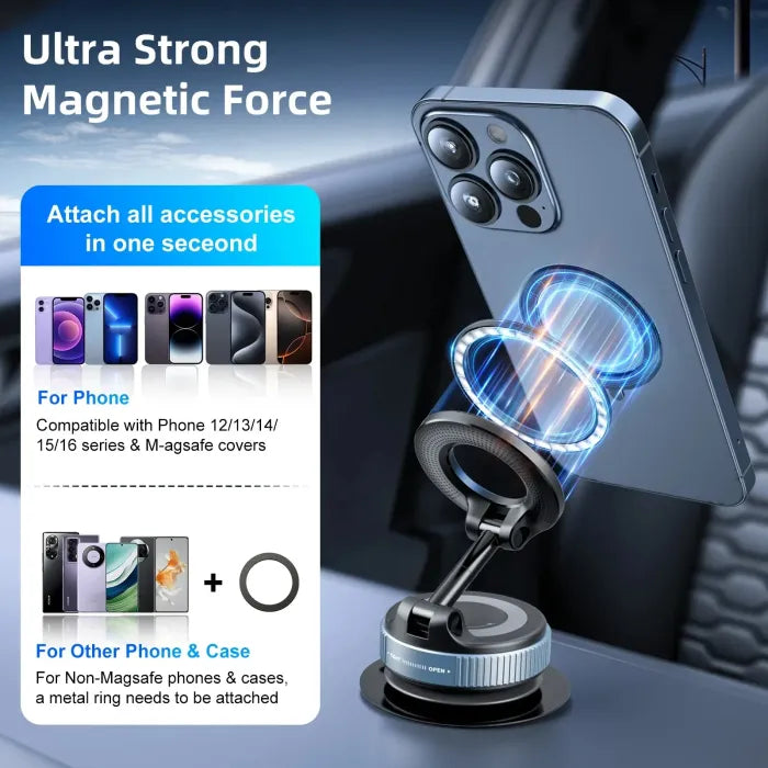 Vacuum Magnetic Phone Holder Foldable Design 360°